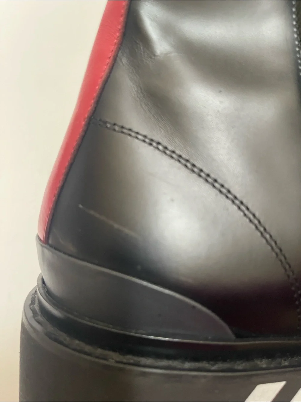 Valentino Garavani Men's Black Leather Lace-Up Rock Stud Boots with Red Heel Tab